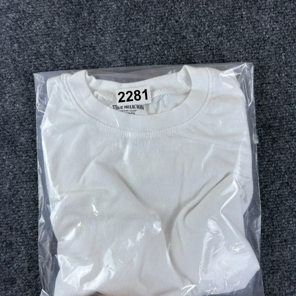 True‎ Religion T Shirt Mens Large White Cotton Casual Crew Neck Short Sleeve